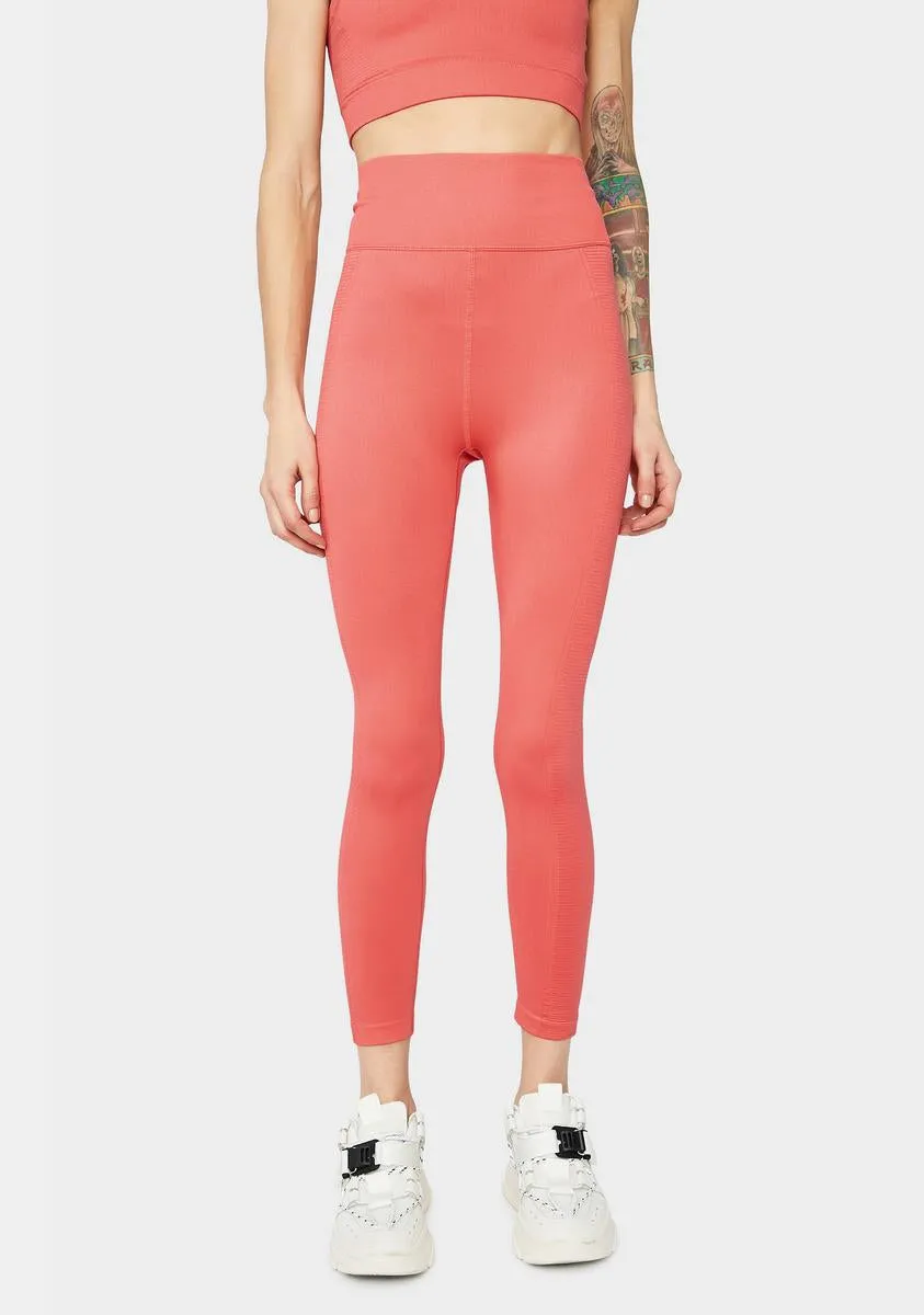 Peach Eyes On The Prize High Waist Leggings sold by Dolls Kill