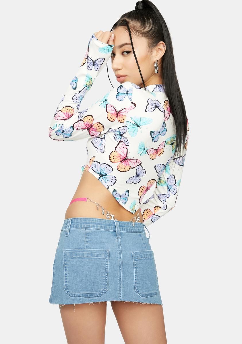 Flutter On Butterfly Print Crop Top sold by Dolls Kill product image thumbnail 4