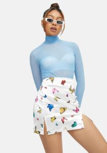 Cream Butterfly Zida Mini Skirt sold by Dolls Kill