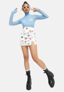 Cream Butterfly Zida Mini Skirt sold by Dolls Kill