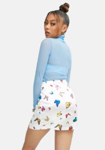 Cream Butterfly Zida Mini Skirt sold by Dolls Kill