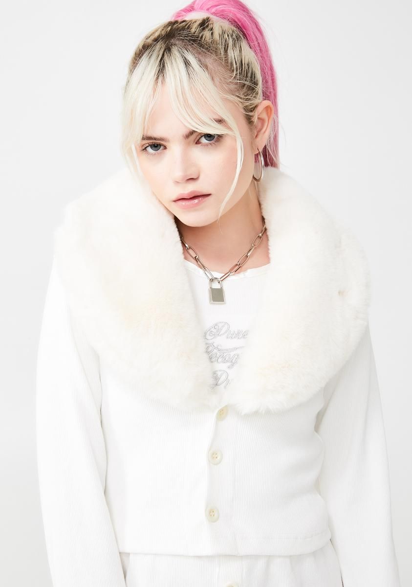 Faux Fur Collar Cardigan sold by Dolls Kill