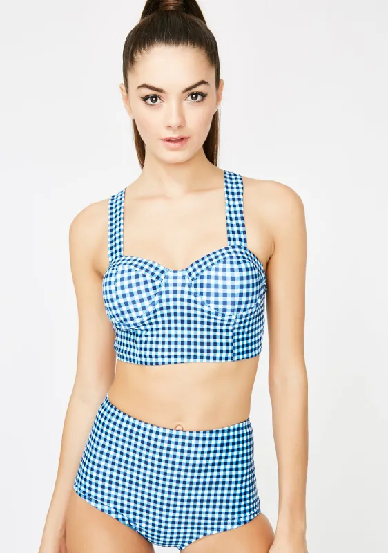 Good Time Girl Gingham Bikini Set sold by Dolls Kill