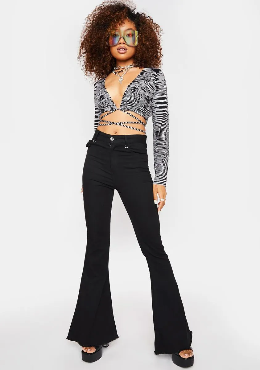 Black Multi Long Sleeve Crop Top sold by Dolls Kill product image thumbnail 3