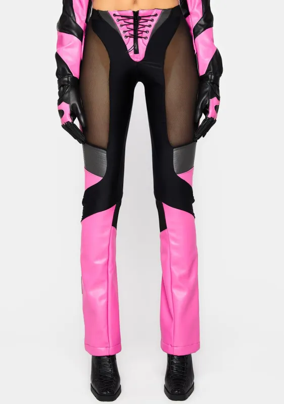 Pink Moto Mesh Pants sold by Dolls Kill