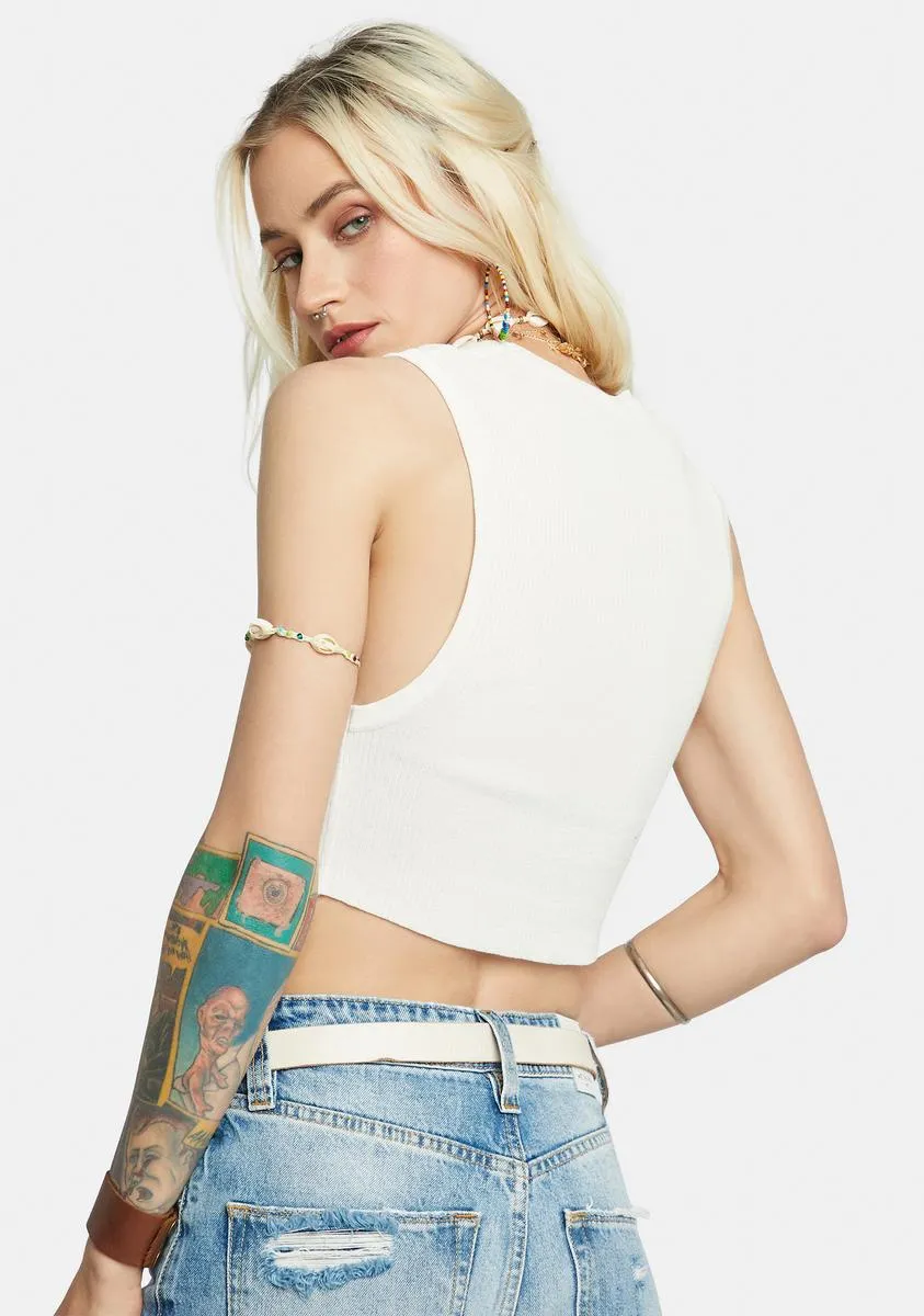 Ivory Muscle Up Ribbed Crop Tank sold by Dolls Kill product image thumbnail 4