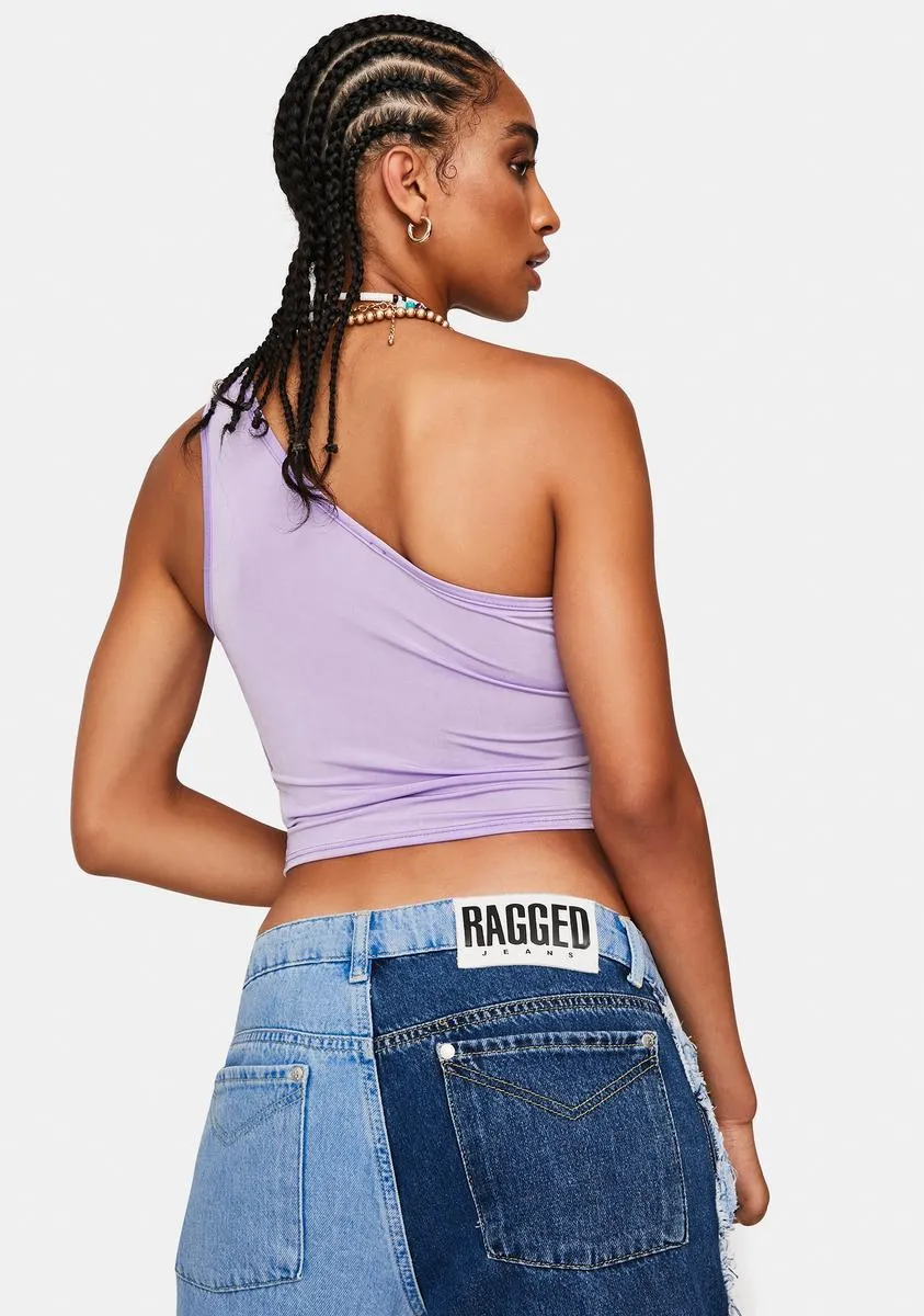 Lilac Fast And Furious Asymmetrical Crop Top sold by Dolls Kill product image thumbnail 4