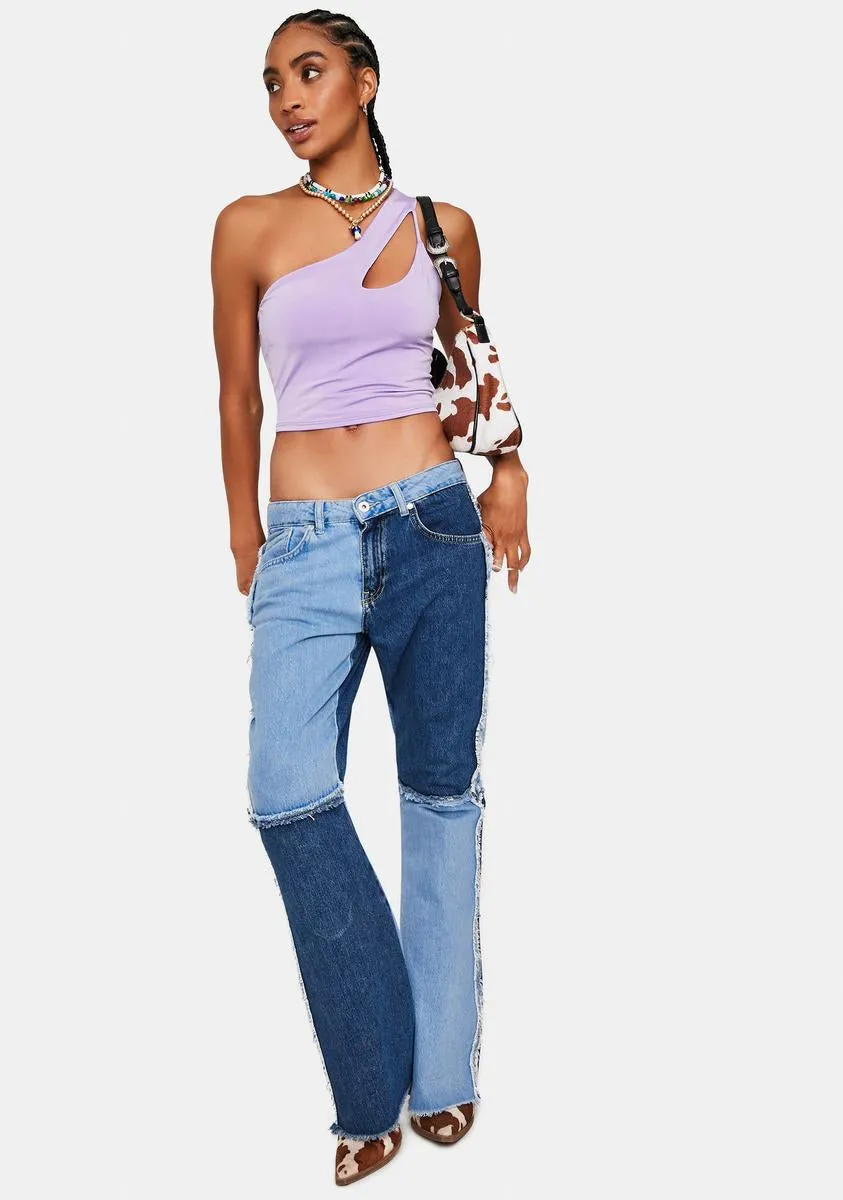 Lilac Fast And Furious Asymmetrical Crop Top sold by Dolls Kill product image thumbnail 3