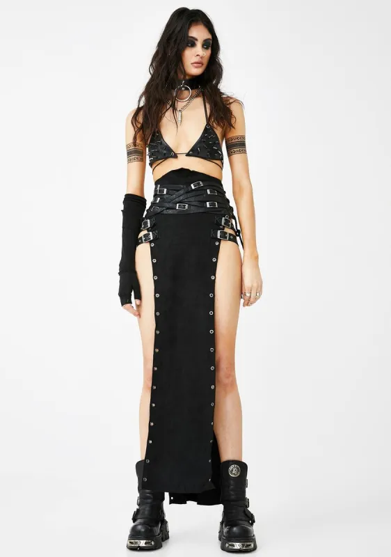 Metallic Personality Buckle Skirt sold by Dolls Kill