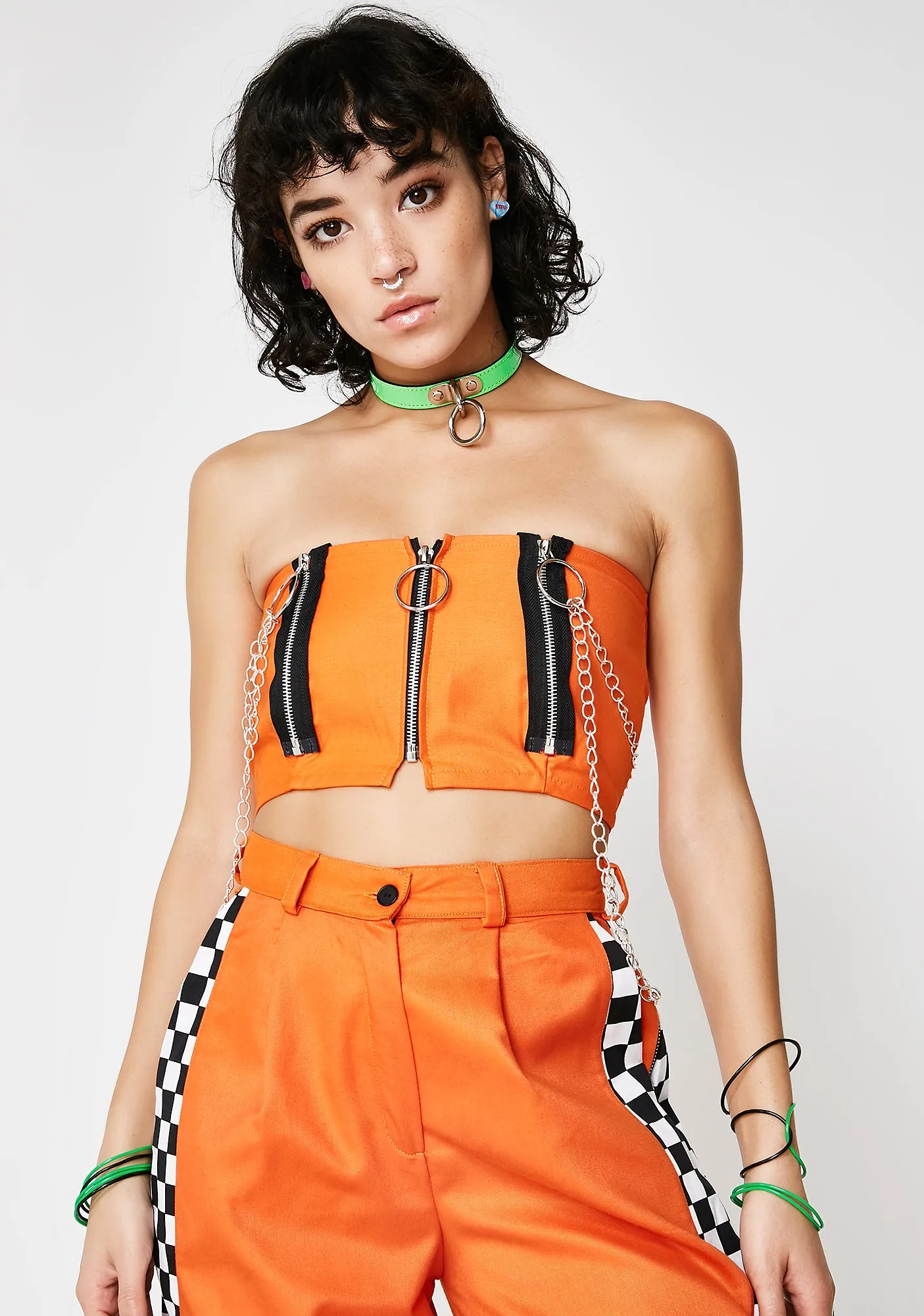 Orange Zip It Boob Tube sold by Dolls Kill