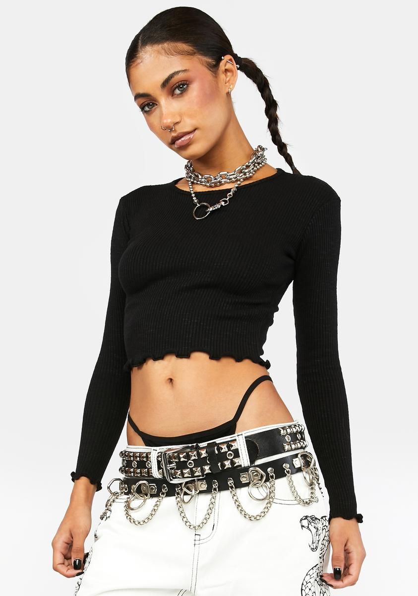 Midnight Down For The Cause Ribbed Crop Top sold by Dolls Kill product image thumbnail 2