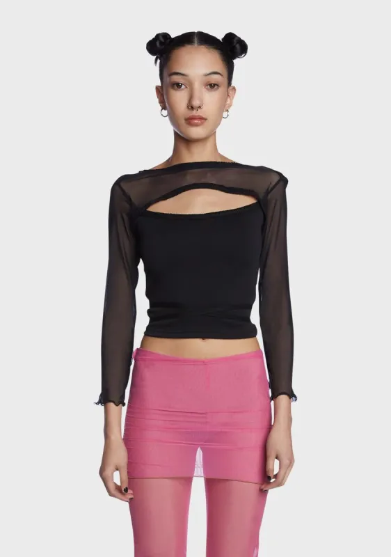 Mukmul Mesh Ruffle Tie Top sold by Dolls Kill