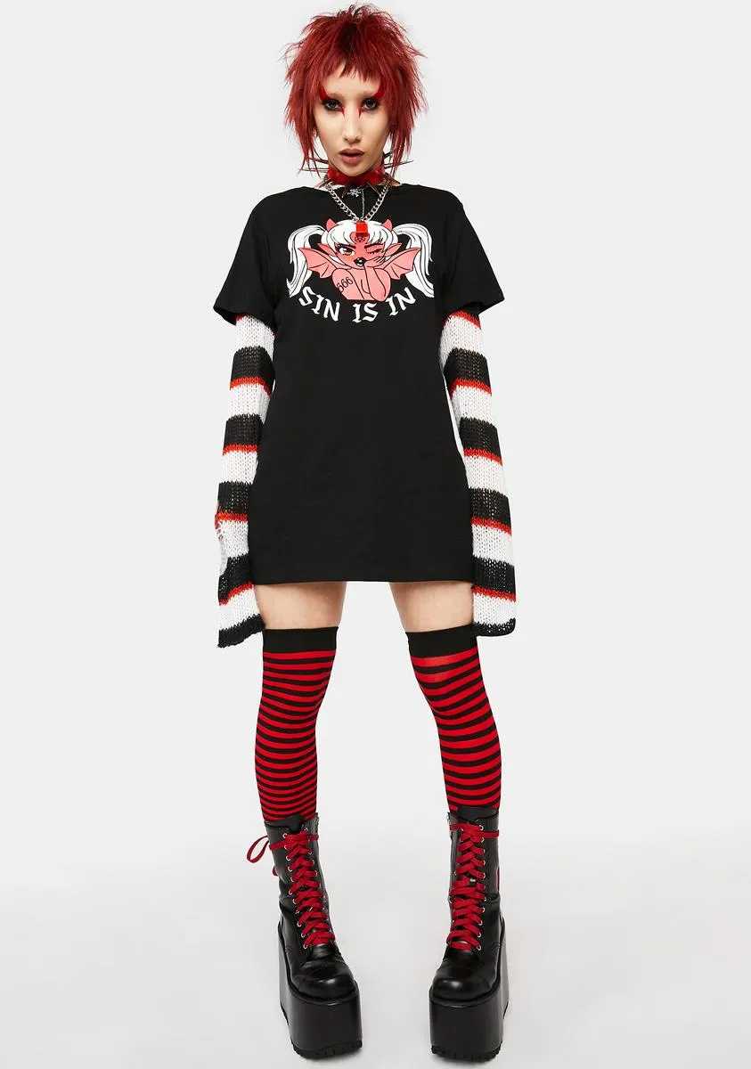 Sin Is In Oversized Graphic Tee sold by Dolls Kill product image thumbnail 3