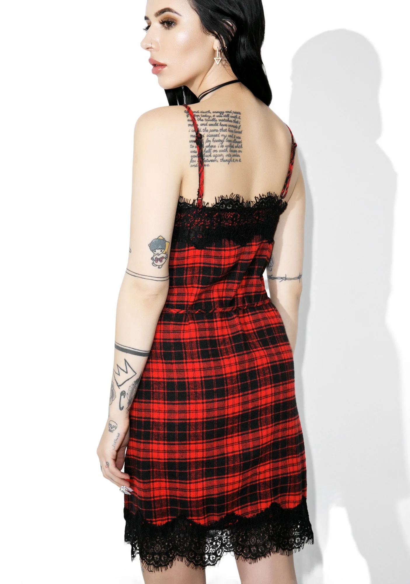 Scarlet Falling Out Plaid Slip Dress sold by Dolls Kill product image thumbnail 4