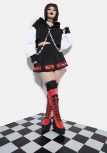 Satan's Spirit Squad Pleated Cheer Skirt sold by Dolls Kill