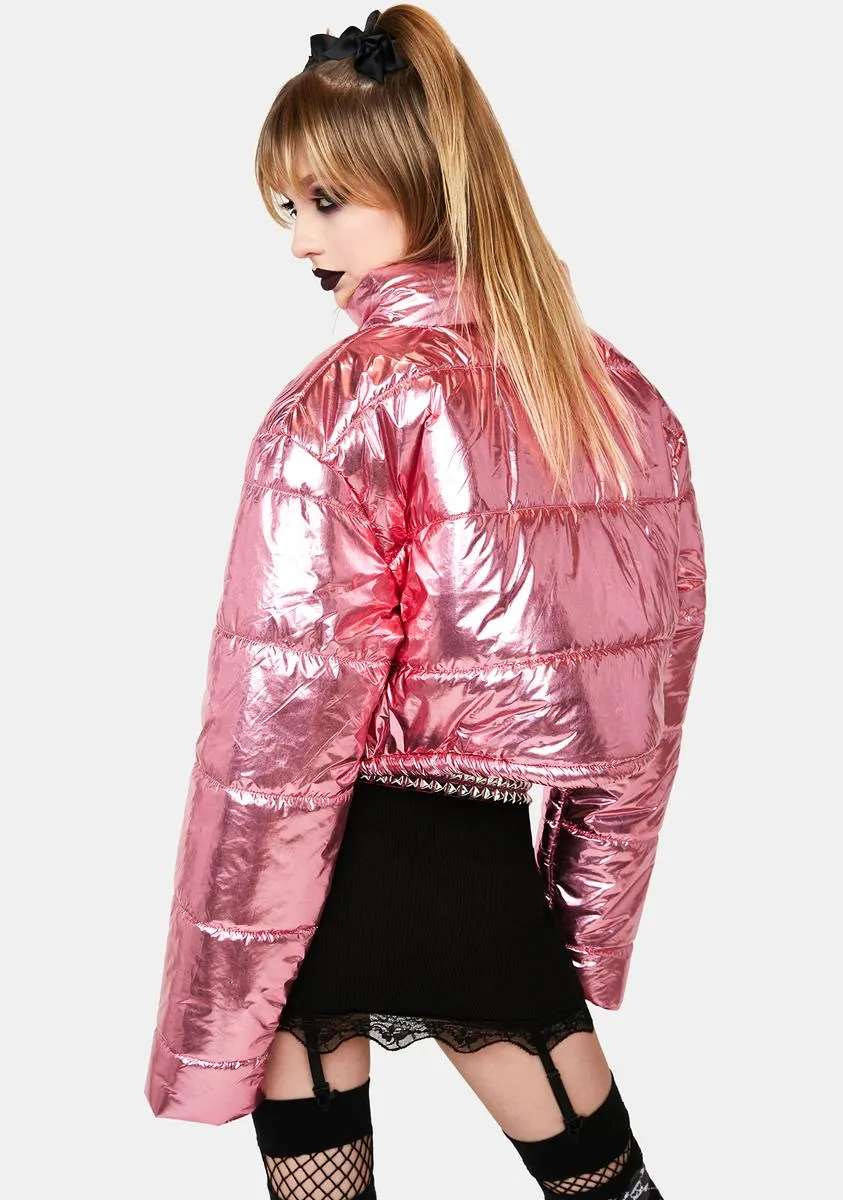 Pixie Scene Stealer Metallic Puffer Jacket sold by Dolls Kill product image thumbnail 4