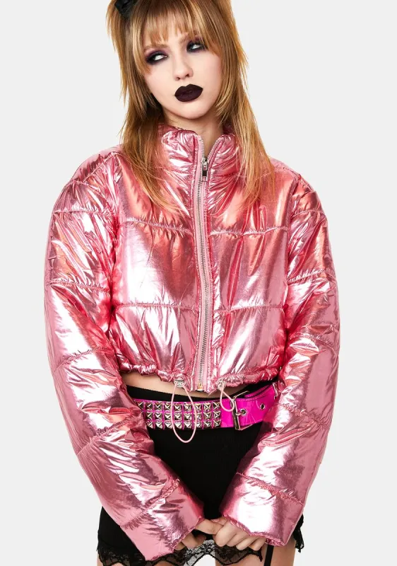 Pixie Scene Stealer Metallic Puffer Jacket sold by Dolls Kill