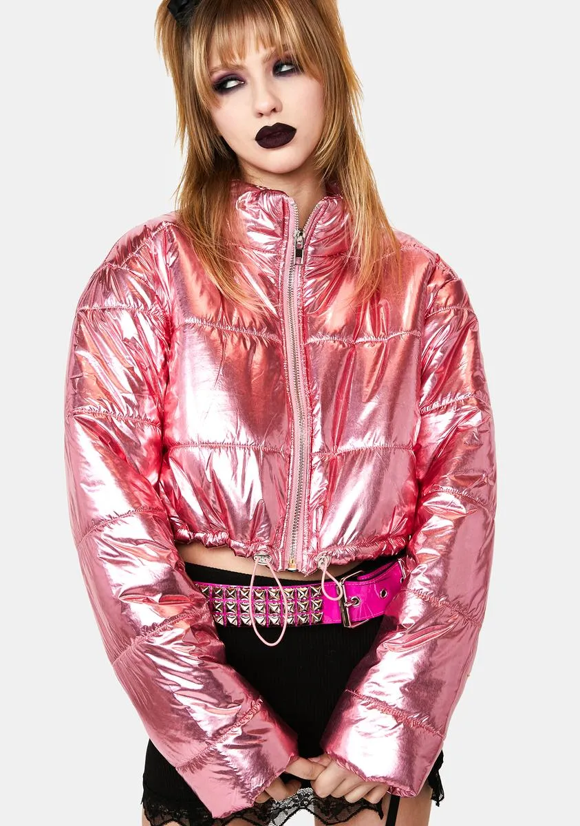 Pixie Scene Stealer Metallic Puffer Jacket sold by Dolls Kill