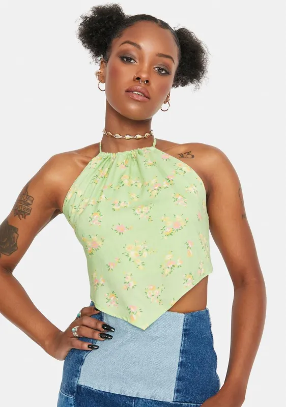 Lime Desires Met Floral Halter sold by Dolls Kill
