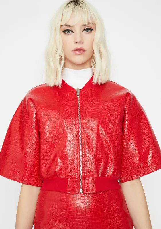 Cherry Haute Fashion Embossed Jacket sold by Dolls Kill