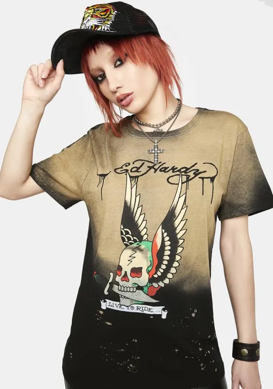 Black Bleach Graphic Tee sold by Dolls Kill