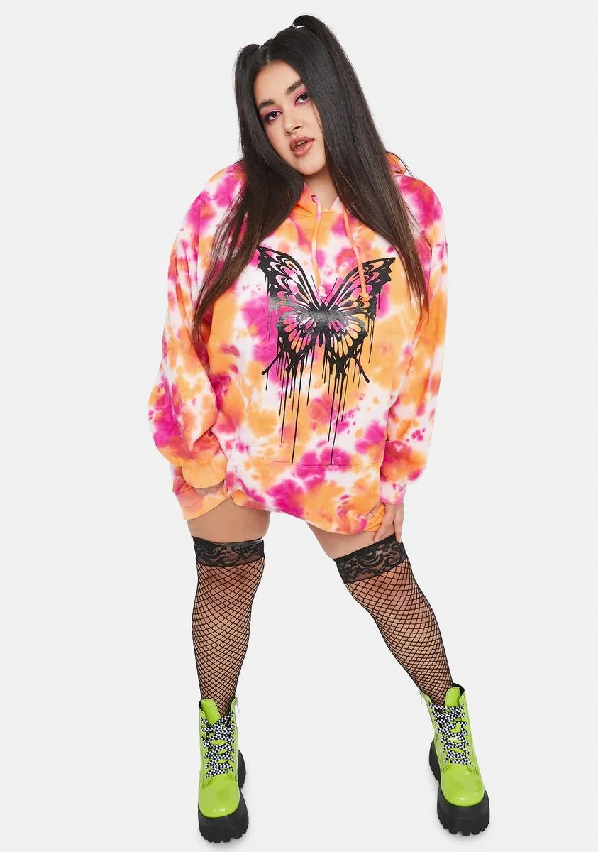 Plus Never Let Go Tie Dye Butterfly Hoodie sold by Dolls Kill product image thumbnail 3