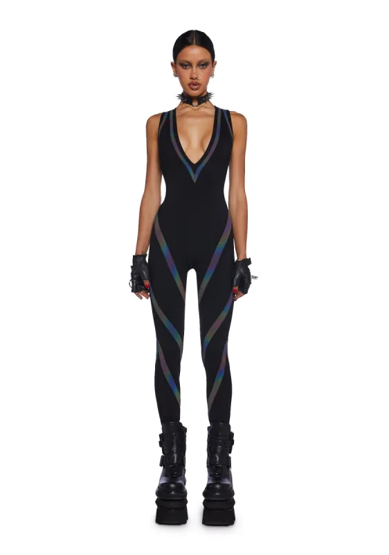 Strobelight Seduction Reflective Catsuit sold by Dolls Kill