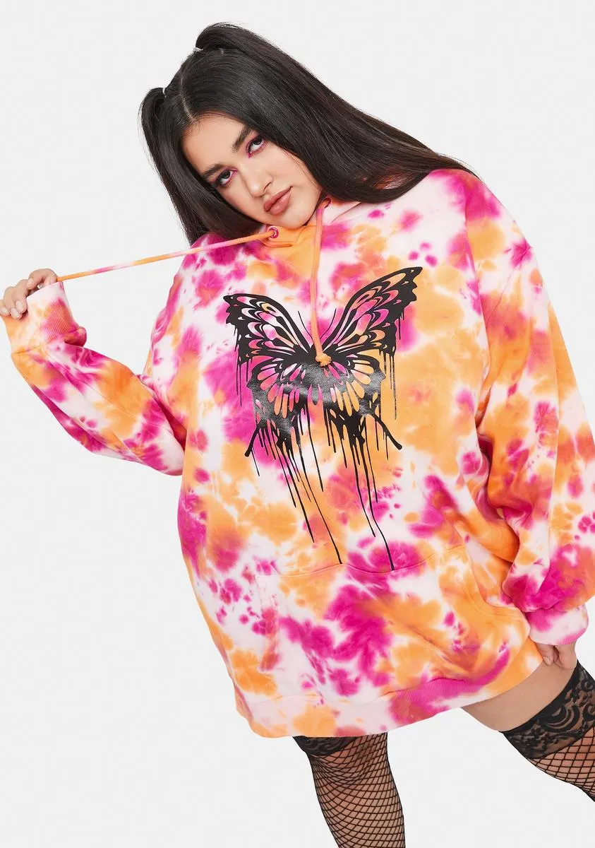 Plus Never Let Go Tie Dye Butterfly Hoodie sold by Dolls Kill