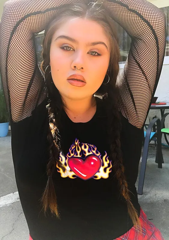 Extra Slow Burn Fishnet Tee sold by Dolls Kill