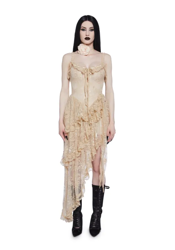 Seductive Silence Midi Dress - Champagne sold by Dolls Kill