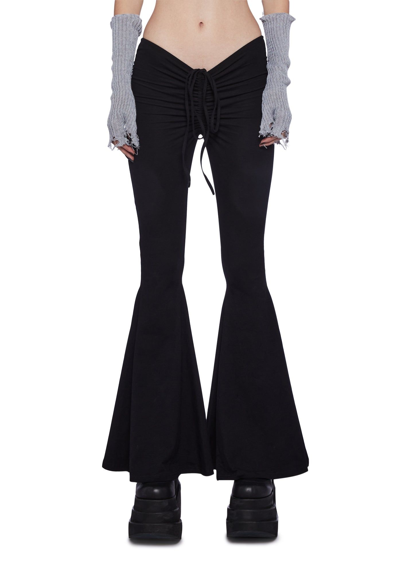 Fader V-Cut Washed Bell Bottoms - Black | Parallel