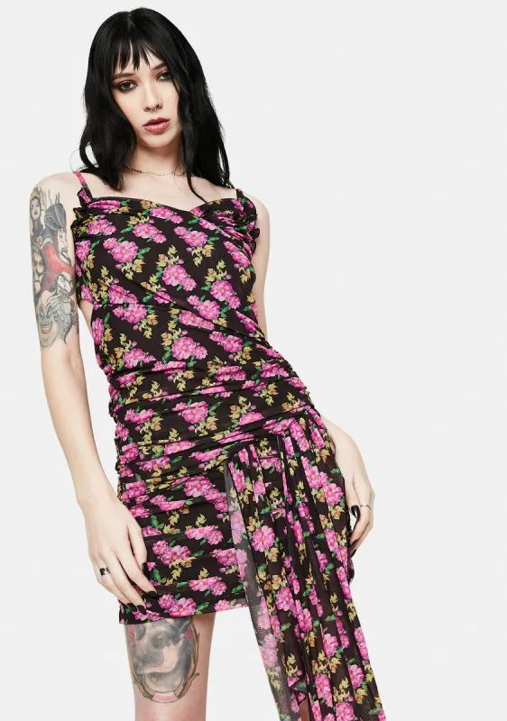 Floral Wrap Tie Mini Dress sold by Dolls Kill
