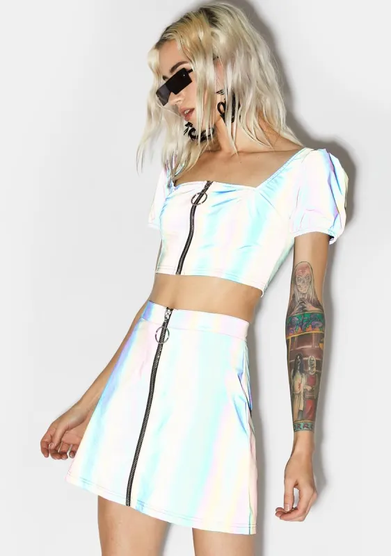 Night Savage Signalz Reflective Skirt sold by Dolls Kill