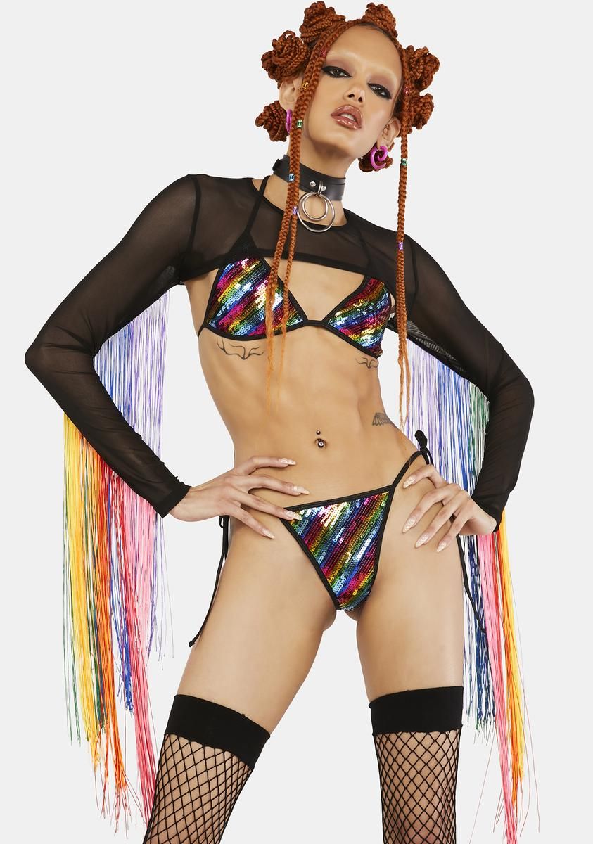 Technicolor Trip Fringe Shrug sold by Dolls Kill product image thumbnail 2