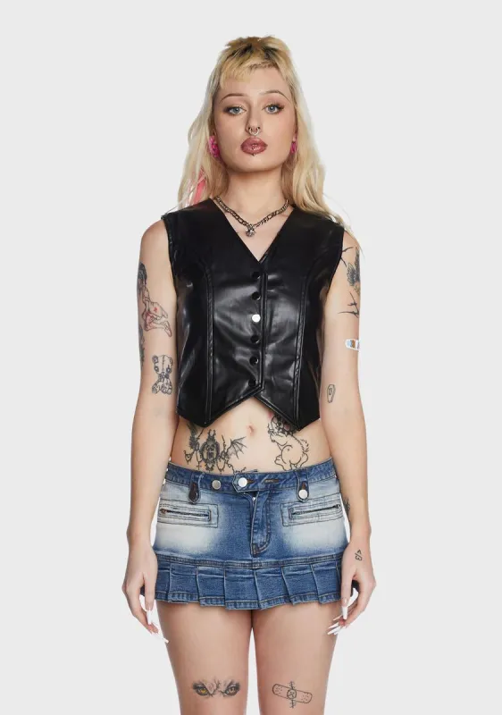 Vegan Leather Waistcoat Top sold by Dolls Kill