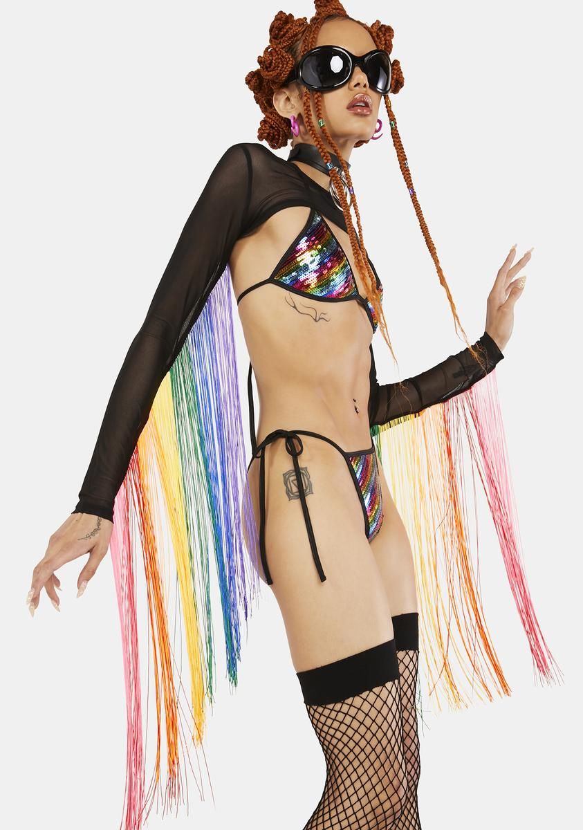 Technicolor Trip Fringe Shrug sold by Dolls Kill product image thumbnail 4
