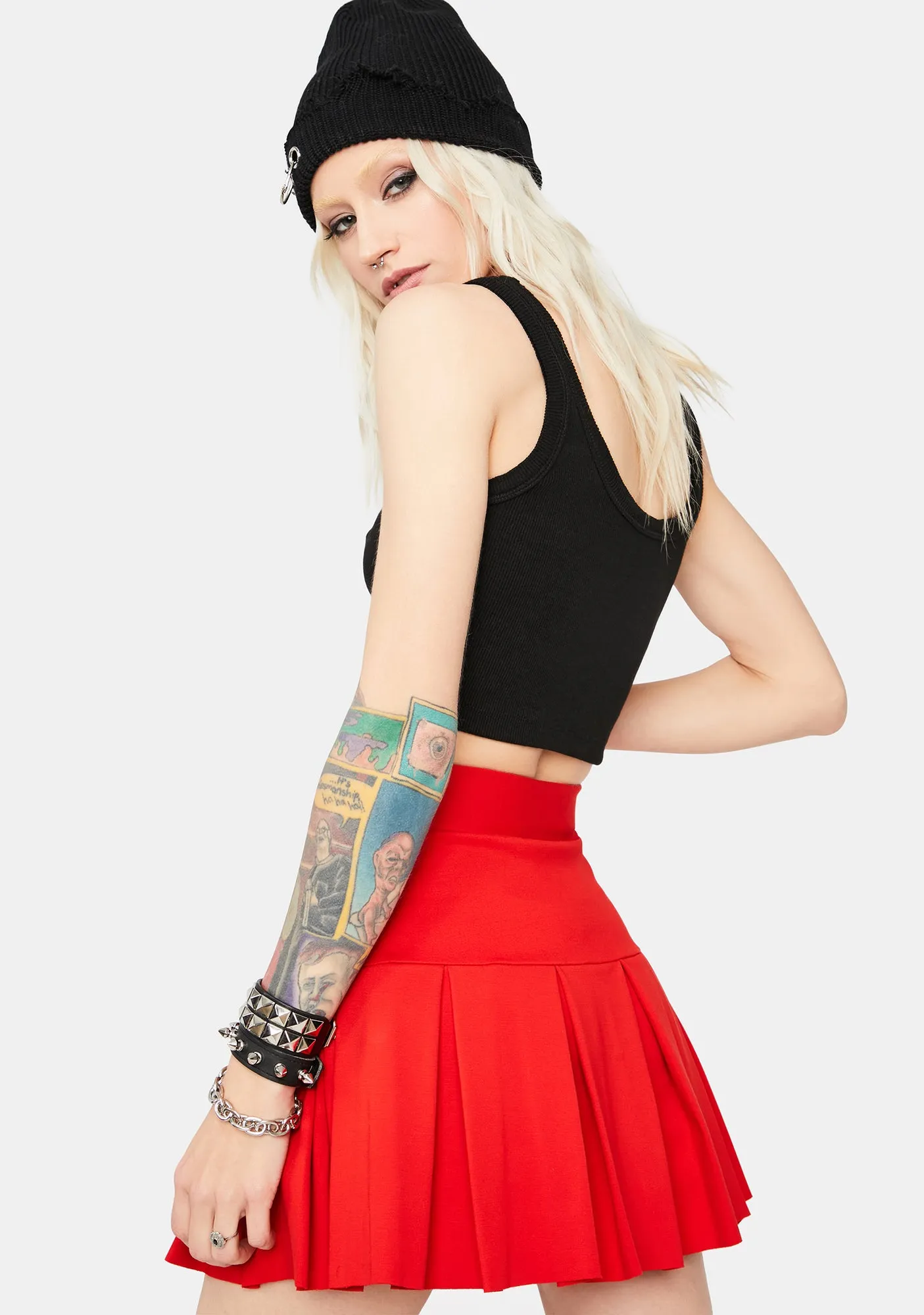 Cherry Wicked Scholar Pleated Mini Skirt sold by Dolls Kill product image thumbnail 5