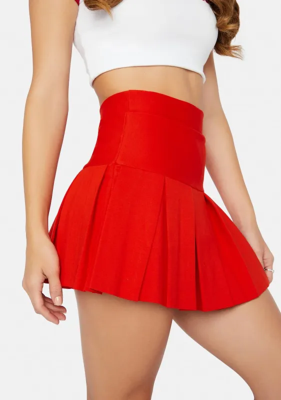 Cherry Wicked Scholar Pleated Mini Skirt sold by Dolls Kill