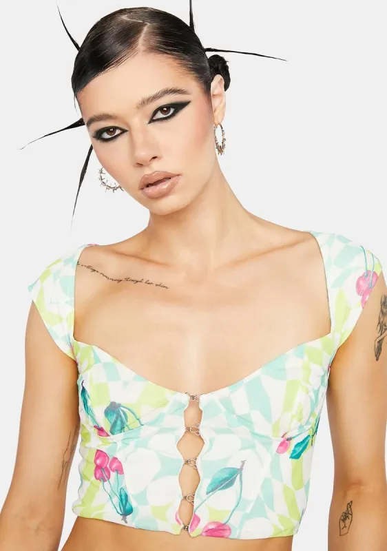 Mint Cherry Bradlee Corset Top made by AFRM