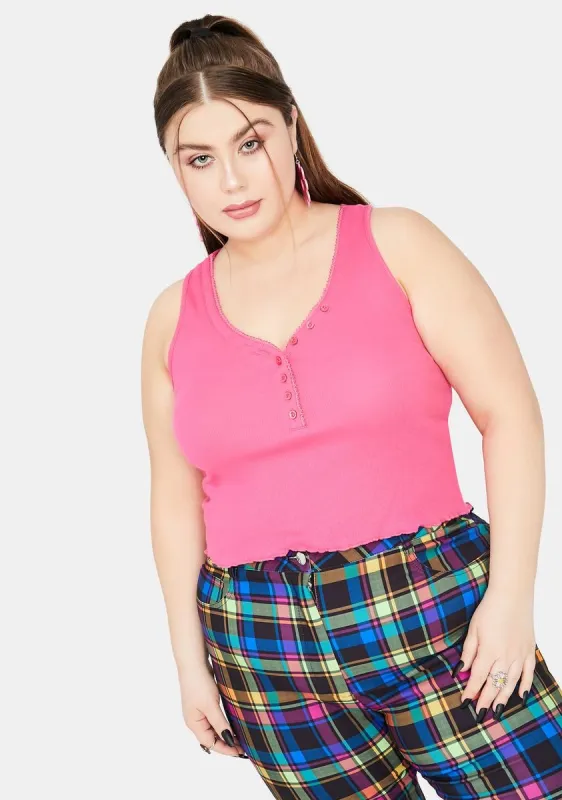Plus Cutesy Thrills Rib Henley Tank sold by Dolls Kill