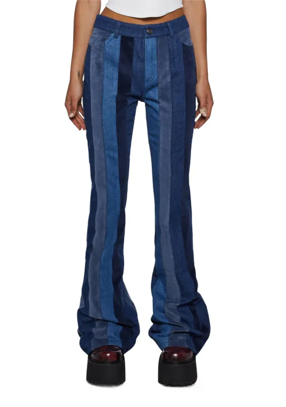 The Peace Train Flare Pants - Blue sold by Dolls Kill