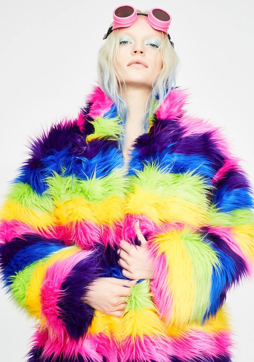 Taste The Rainbow Faux Fur Coat sold by Dolls Kill product image thumbnail 2