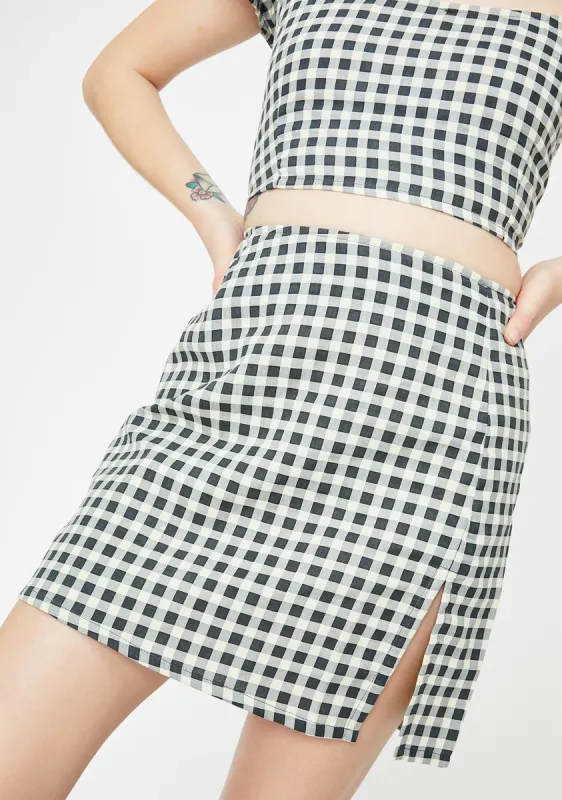 Gingham Cream Sheny Mini Skirt sold by Dolls Kill