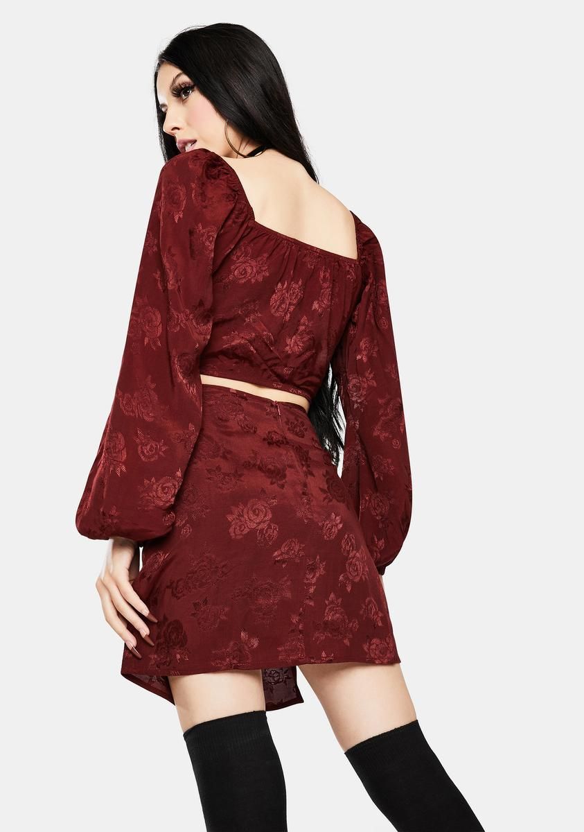 Shenka Satin Rose Mulberry Mini Skirt sold by Dolls Kill product image thumbnail 4