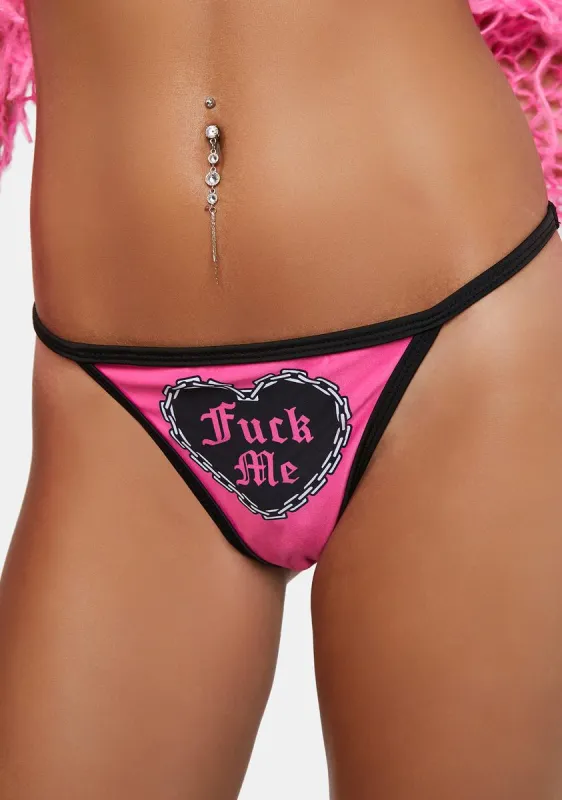 Pink Fuck Me Heart Thong sold by Dolls Kill