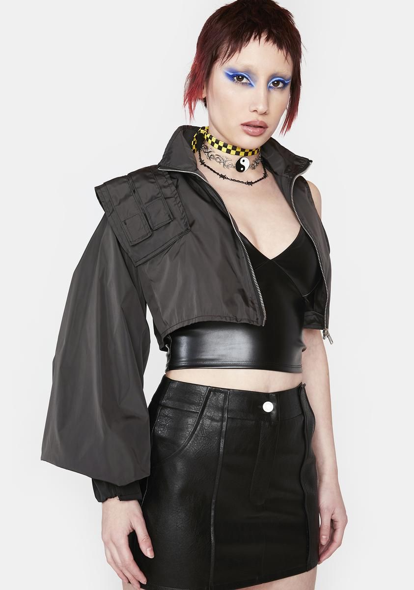Immaterial One-Sleeve Crop Jacket sold by Dolls Kill product image thumbnail 2