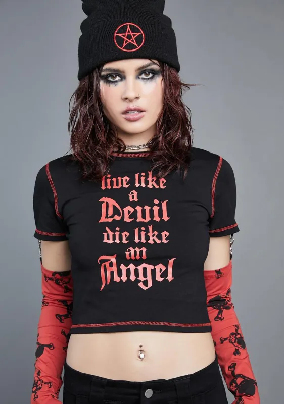 Solemn Promises Graphic Crop Top sold by Dolls Kill