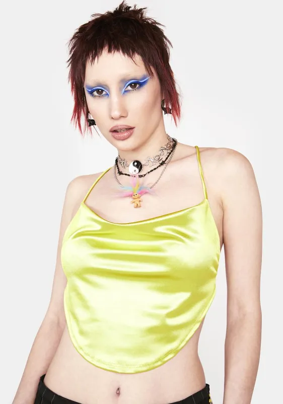 Shock Stay My Fantasy Satin Crop Top sold by Dolls Kill