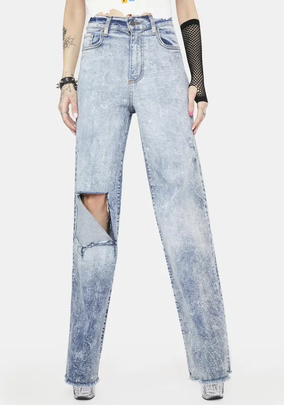 Ripped Night Scene Acid Wash Jeans sold by Dolls Kill