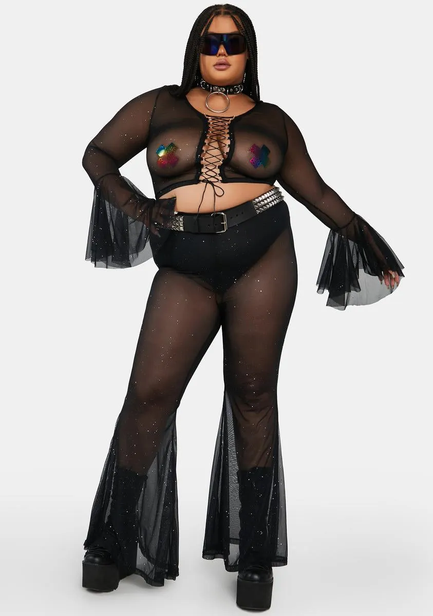 Plus Twilight Skies Mesh Pull-On Flares sold by Dolls Kill product image thumbnail 2